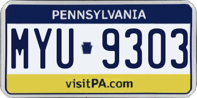 PA license plate MYU9303