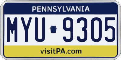 PA license plate MYU9305