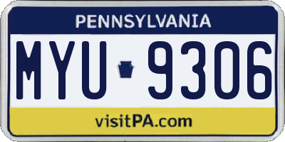 PA license plate MYU9306