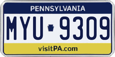 PA license plate MYU9309