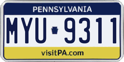 PA license plate MYU9311
