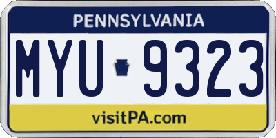 PA license plate MYU9323