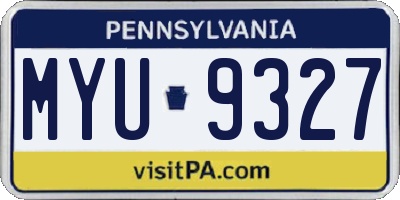 PA license plate MYU9327