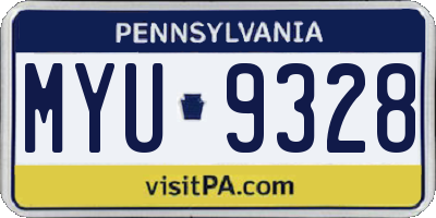 PA license plate MYU9328