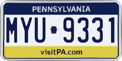 PA license plate MYU9331