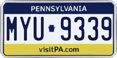PA license plate MYU9339