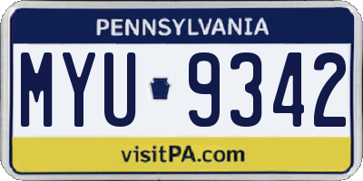 PA license plate MYU9342