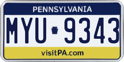 PA license plate MYU9343