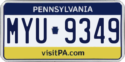 PA license plate MYU9349