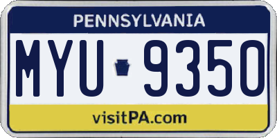 PA license plate MYU9350