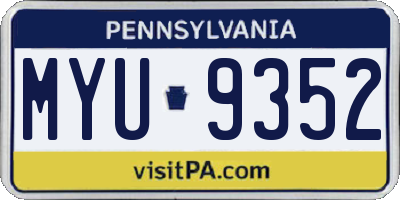 PA license plate MYU9352