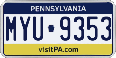 PA license plate MYU9353