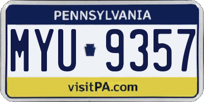 PA license plate MYU9357