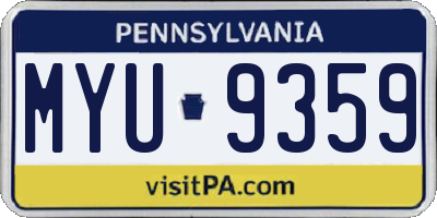 PA license plate MYU9359