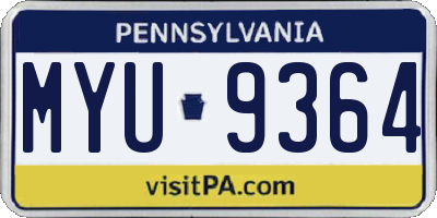 PA license plate MYU9364