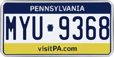 PA license plate MYU9368
