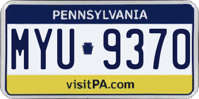 PA license plate MYU9370