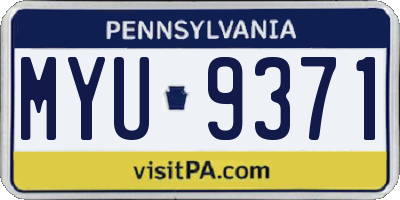 PA license plate MYU9371