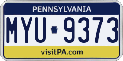 PA license plate MYU9373