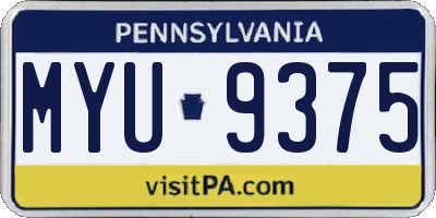 PA license plate MYU9375