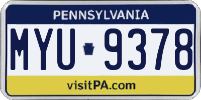PA license plate MYU9378