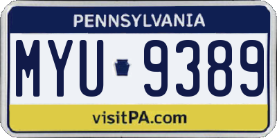PA license plate MYU9389