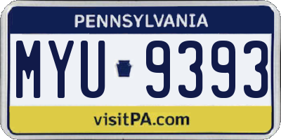 PA license plate MYU9393