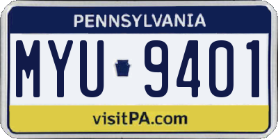 PA license plate MYU9401