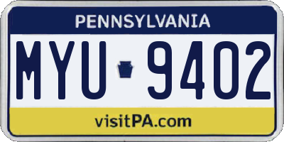 PA license plate MYU9402
