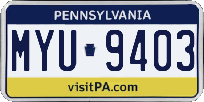 PA license plate MYU9403
