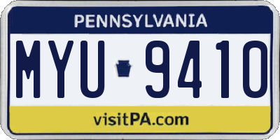 PA license plate MYU9410