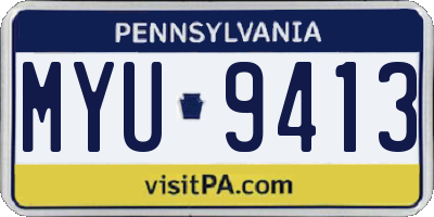 PA license plate MYU9413