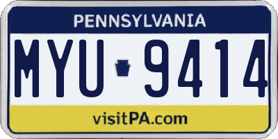 PA license plate MYU9414