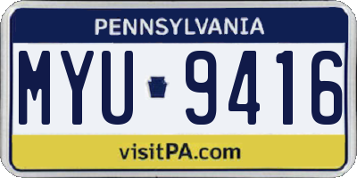 PA license plate MYU9416