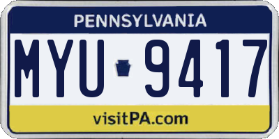 PA license plate MYU9417