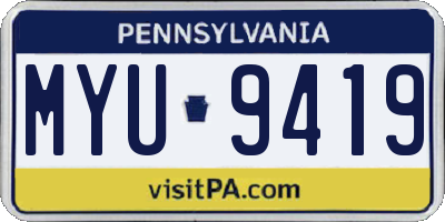 PA license plate MYU9419