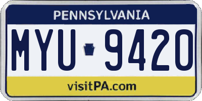 PA license plate MYU9420