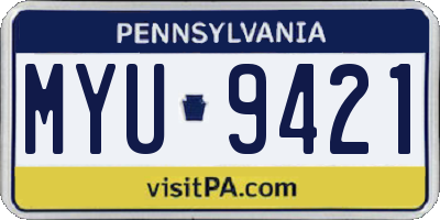 PA license plate MYU9421