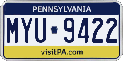 PA license plate MYU9422