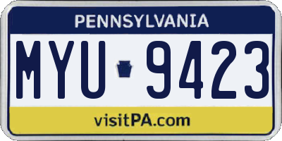 PA license plate MYU9423