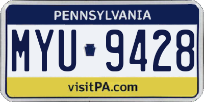 PA license plate MYU9428
