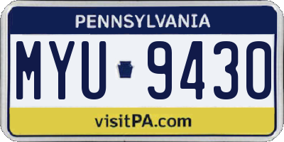 PA license plate MYU9430