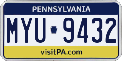PA license plate MYU9432