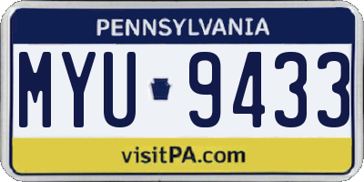 PA license plate MYU9433