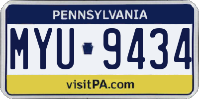 PA license plate MYU9434