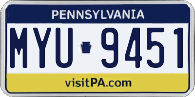 PA license plate MYU9451