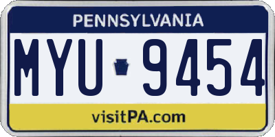 PA license plate MYU9454