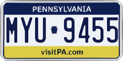 PA license plate MYU9455