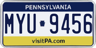 PA license plate MYU9456