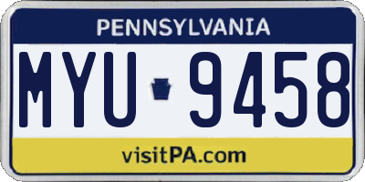 PA license plate MYU9458